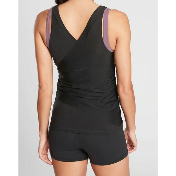 NWT Athleta Lotus Ruched Tank Top Black Stretch Wrap Fitted Compression Medium - Picture 9 of 11